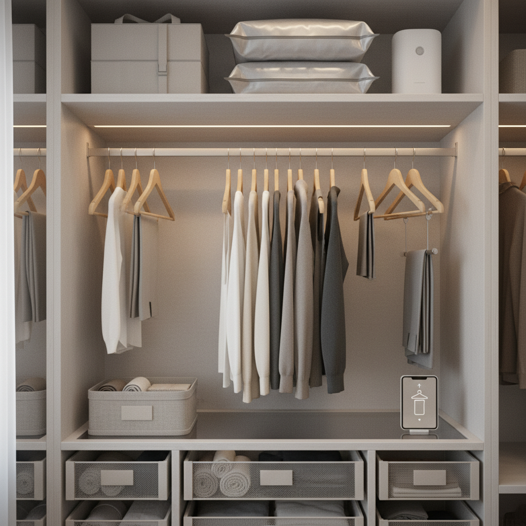 Išmanios drabužių spintos organizavimo gudrybės: kaip sutaupyti vietos ir palengvinti rytinį apsirengimą